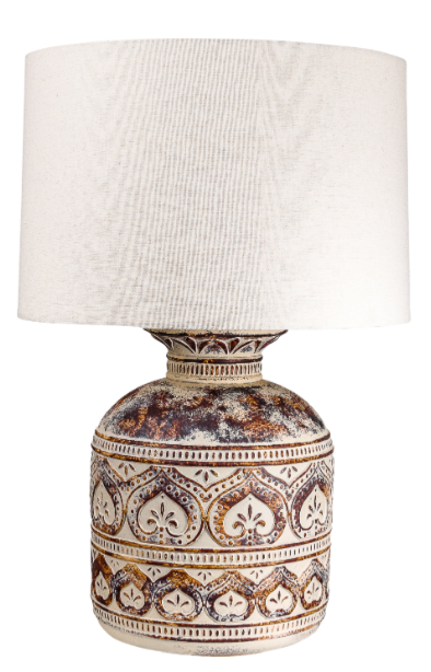 Painted Dough Hydrocal Table Lamp 24" | Rustic Handcrafted Lighting