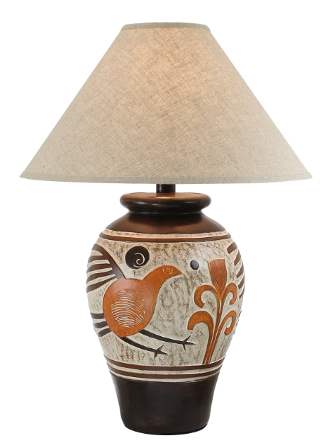 29.5" Hydrocal Table Lamp | Orange Dark Brown Multi, 3-Way Switch