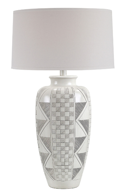 33" Hydrocal Table Lamp | Ivory Finish, 3-Way Switch
