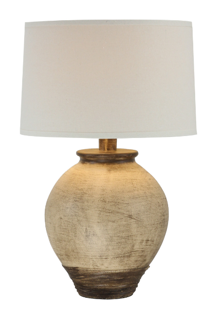 24.5" Hydrocal Table Lamp | Distressed Brown, 3-Way Switch