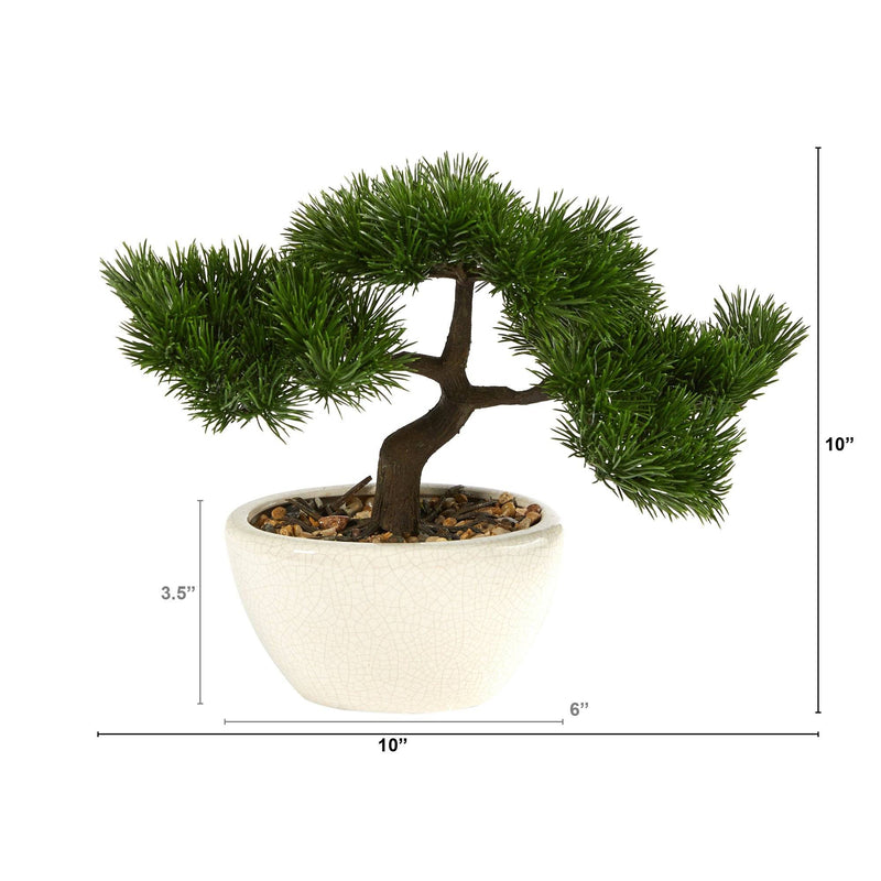 artificial cedar bonsai tree 10” Cedar Bonsai Artificial Tree in Decorative Planter
