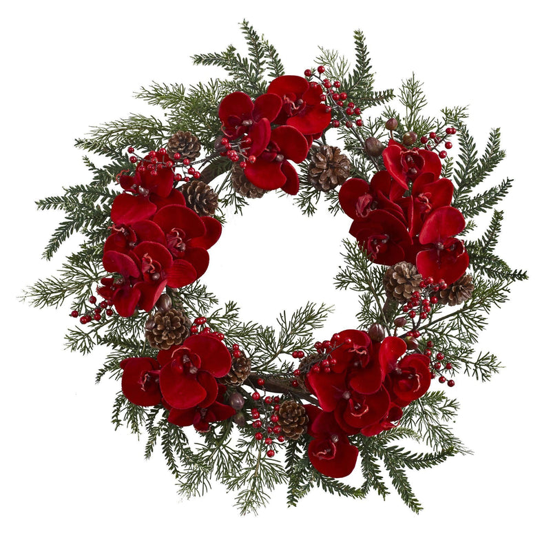 22” Orchid, Berry & Pine Holiday Wreath