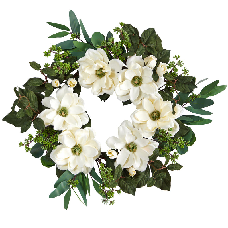 23” Magnolia, Eucalyptus and Berries Artificial Wreath by Nearly Natural