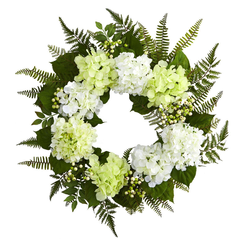 24” Hydrangea Berry Wreath by Nearly Natural