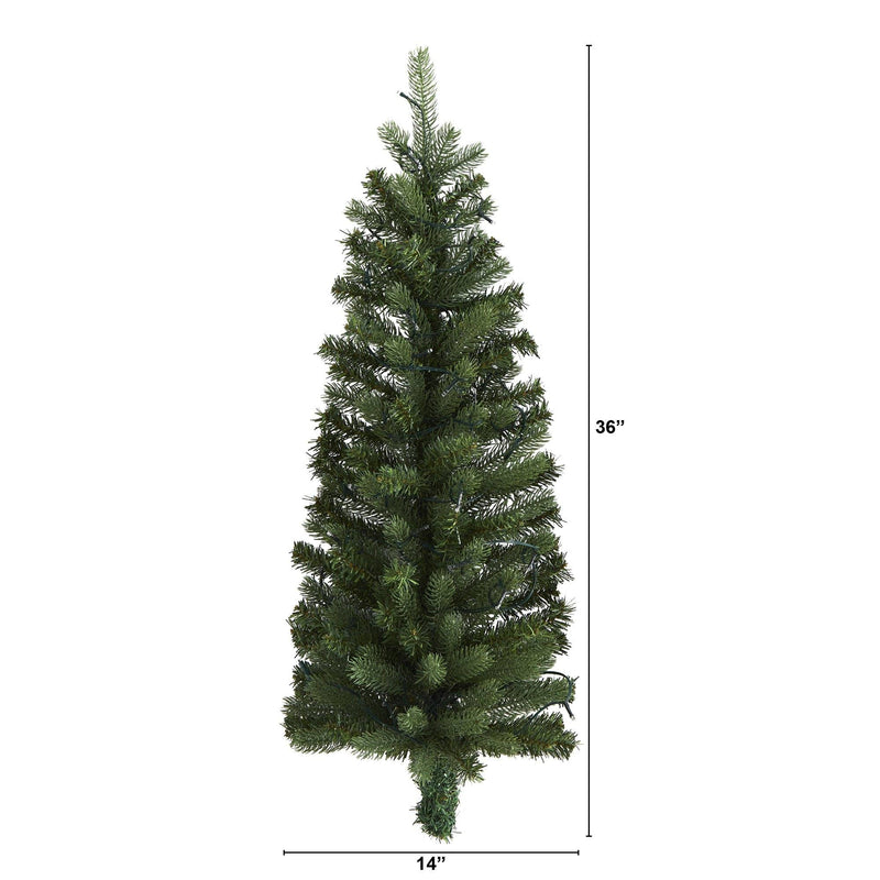 artificial hanging christmas plants 3' Flat Back Wall Hanging Artificial Christmas Tree with 35 Clear LED – Rustics for Less