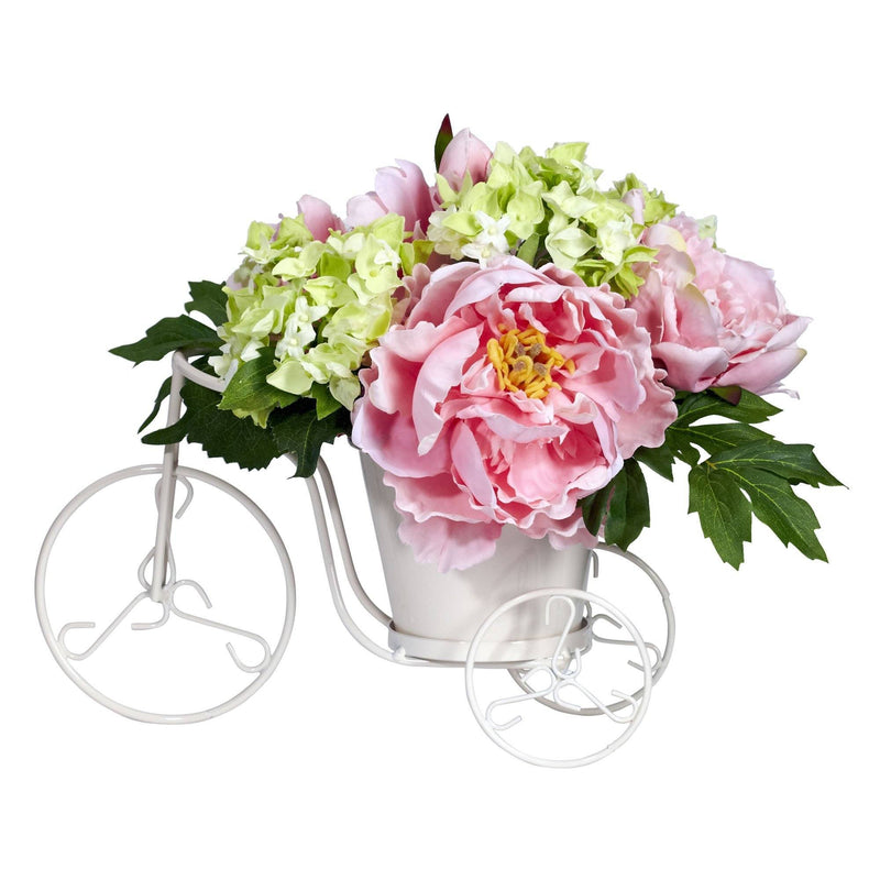 Peony & Hydrangea Tricycle Silk Flower Arrangement by Nearly Natural