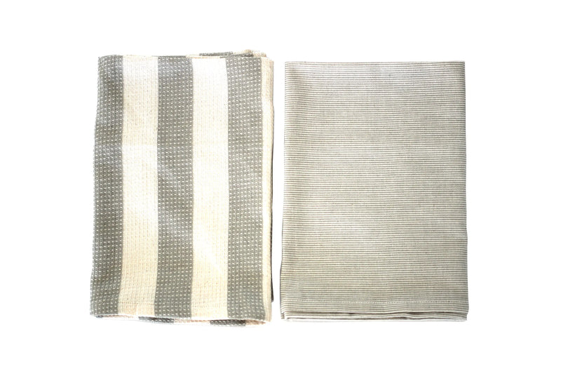Striped Tea Towel set of 2 Sage Green