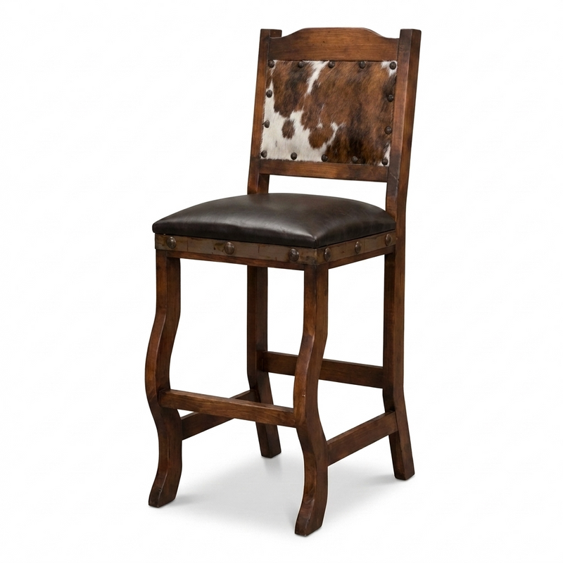 Gran Hacienda Herradura Rustic Bar Stool 30" with Cowhide