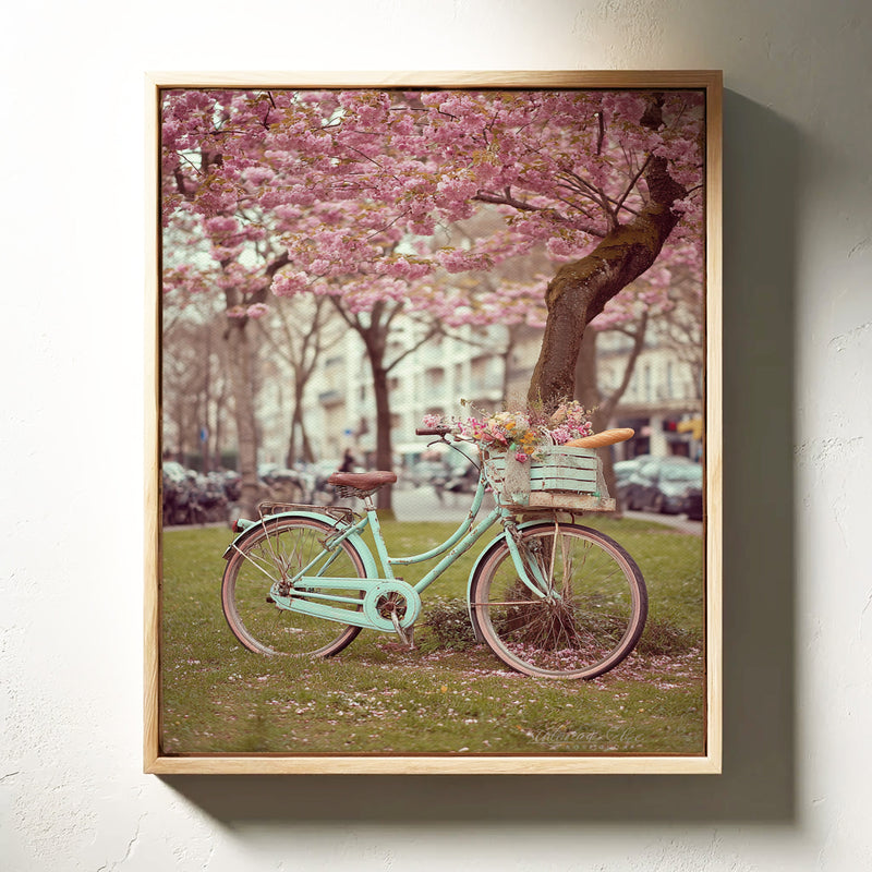 Bicycle Beneath Blossoming Canopy
