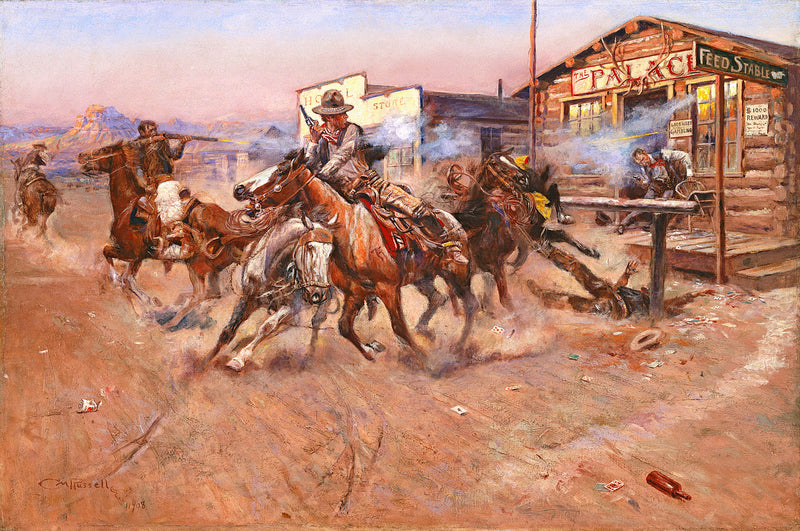 Vintage Cowboys On Horses Guns And Old Wild West