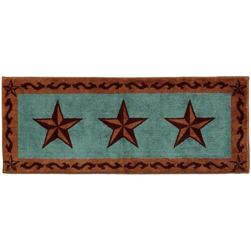 3-STAR W/ SCROLL MOTIF KITCHEN/BATH RUG - TURQUOISE