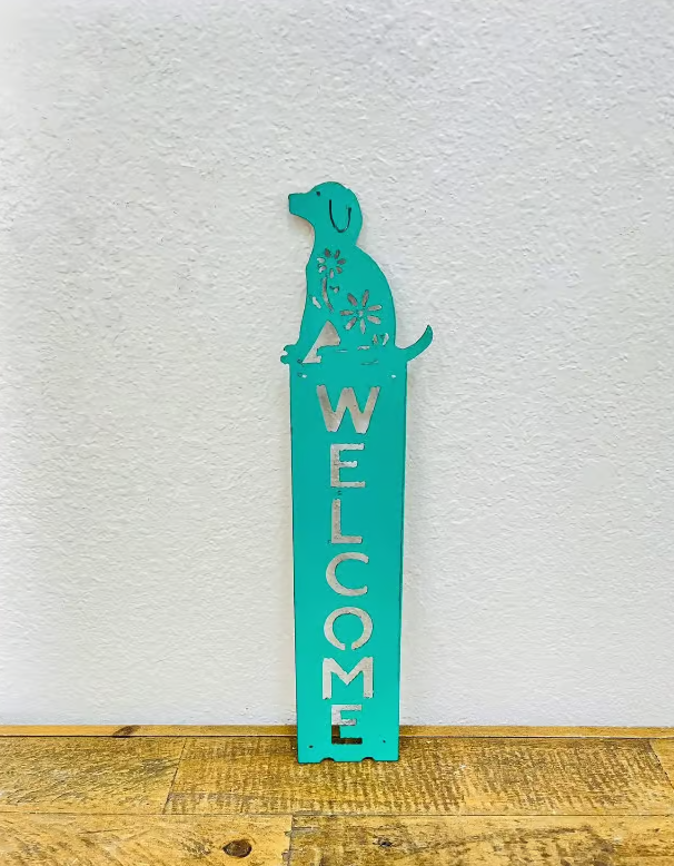 Turquoise Metal Wall Sign, Dog