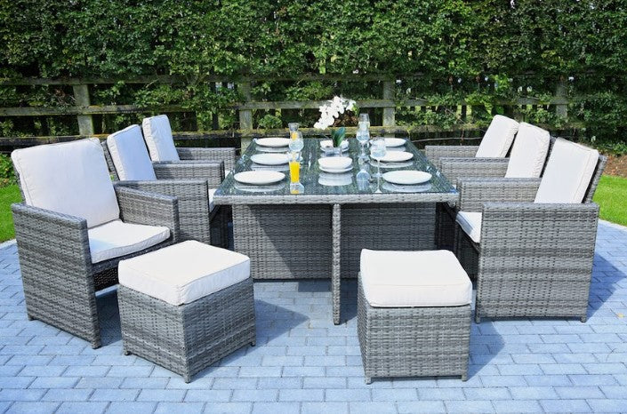 Gray 11 Piece Outdoor Dining Set with Cushions
