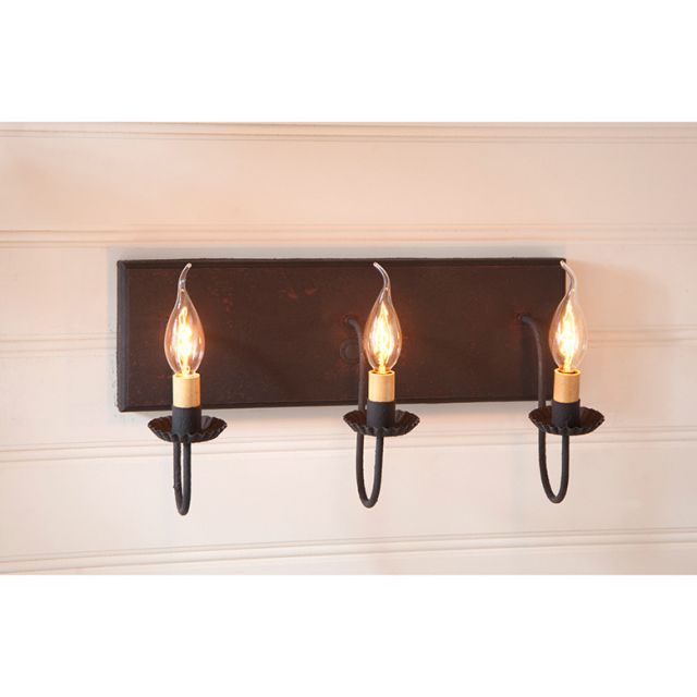 3 Light Vanity Light in Hartford Black over Red