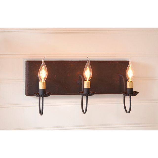 3 Light Vanity Light in Hartford Black with Red Stripe