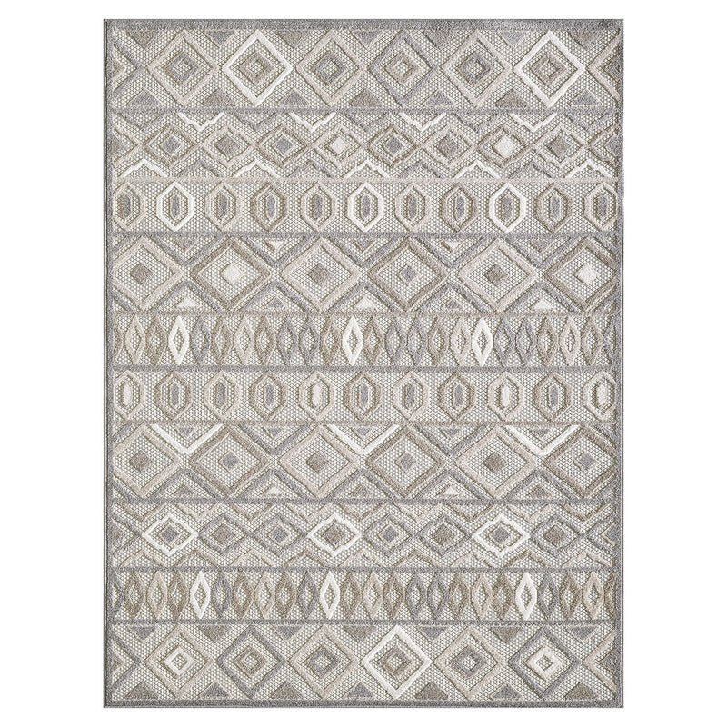 2’ x 4’ Gray Ivory Aztec Pattern Indoor Outdoor Area Rug