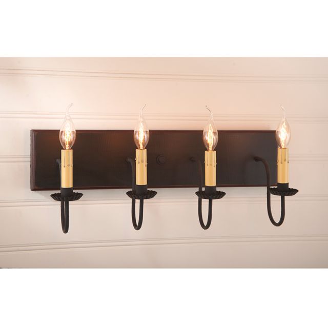 4 Light Vanity Light in Sturbridge Black with Red Stripe