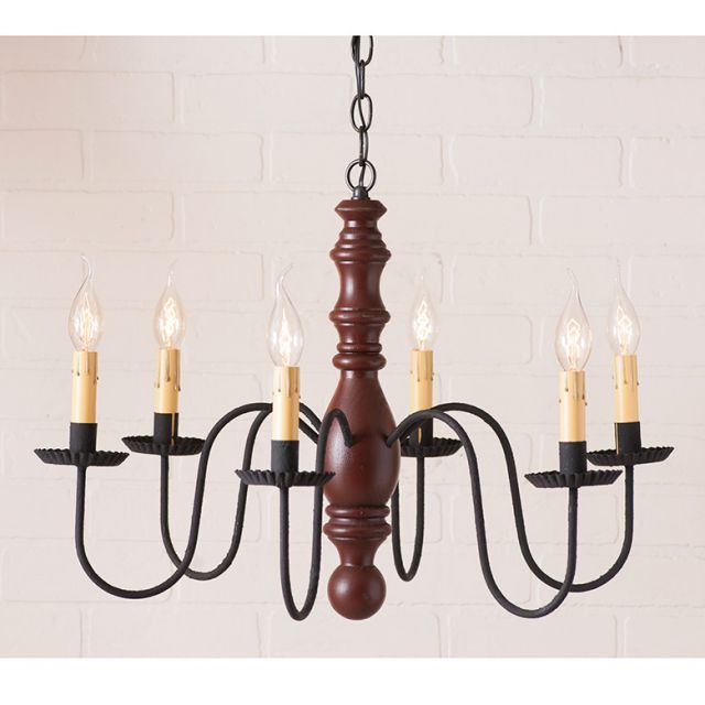 6-Arm Manassas Wood Chandelier in Sturbridge Red