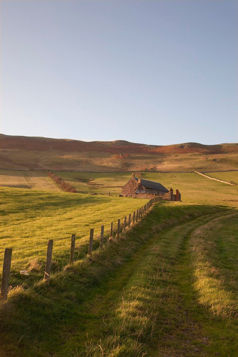 Farm Structure And A Fence Around A Field