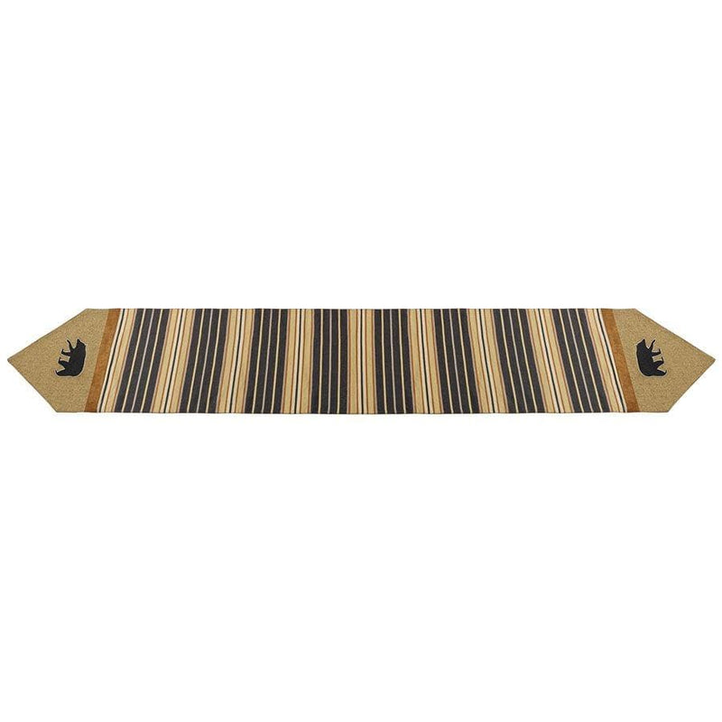 ASHBURY BLACK & TAN TABLE RUNNER W/ BEAR
