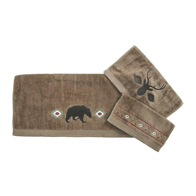AZTEC BEAR 3PC TOWEL SET, MOCHA