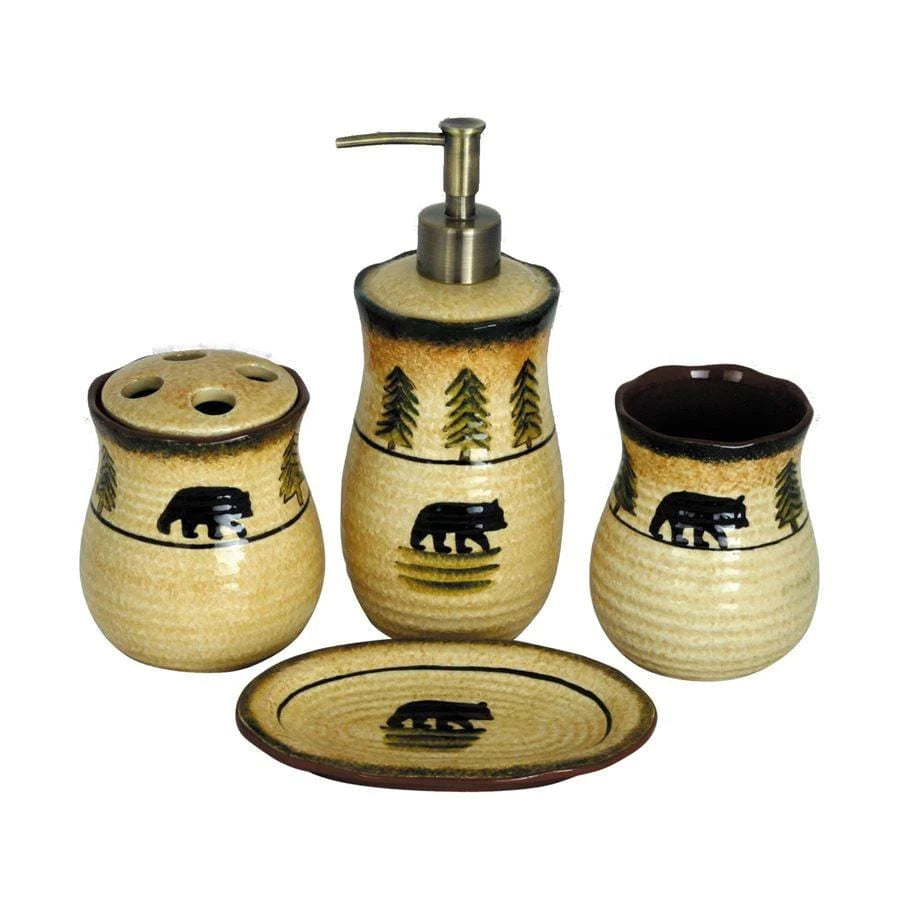 BEAR FOREST 4PC BATH COUNTERTOP ACCESSORY SET