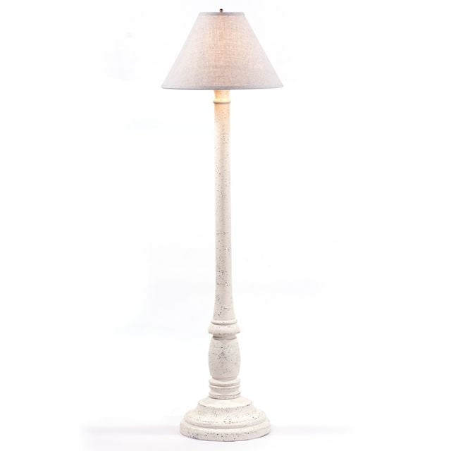 Brinton House Floor Lamp in White with Linen Ivory Shade