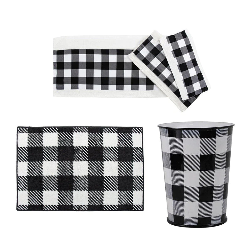 CAMILLE BUFFALO CHECK 5 PC BATH ACCESSORY AND TOWEL SET