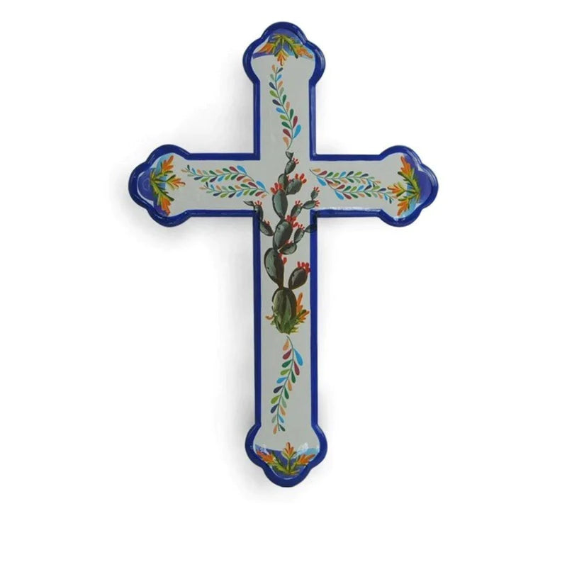 COLORFUL MEXICAN MOTIF CROSS WALL DECOR