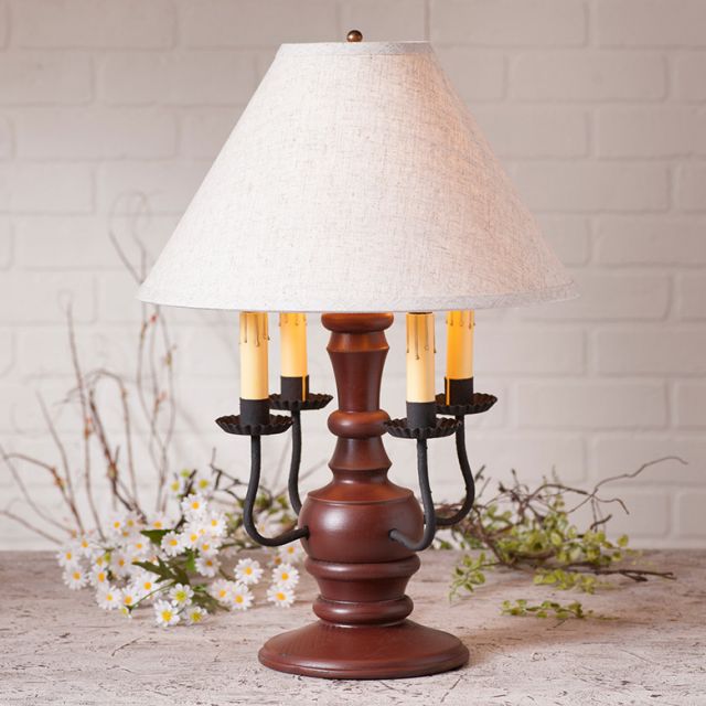 Cedar Creek Lamp in Sturbridge Red with Linen Ivory Shade