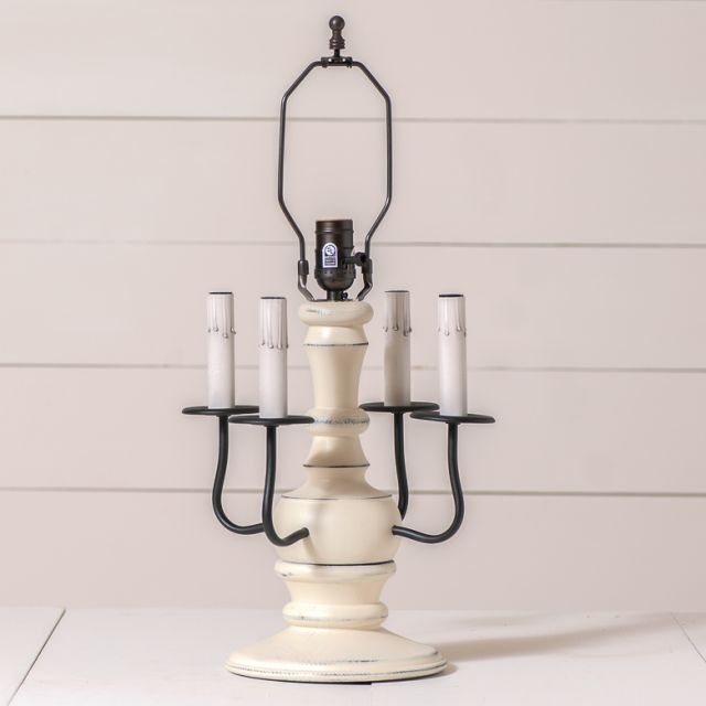 Cedar Creek Wood Table Lamp Base in Rustic White