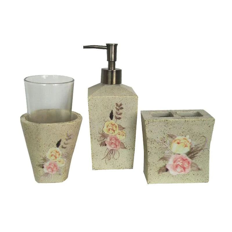 DESERT SKULL ROSE FLORAL 3-PC BATH COUNTERTOP ACCESSORY SET