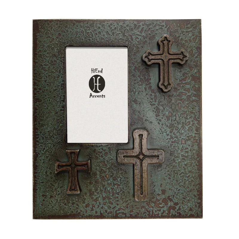 DISTRESSED 3-CROSSES PICTURE FRAME