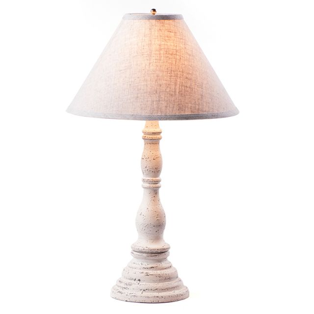 Davenport Lamp in Americana White with Linen Ivory Shade
