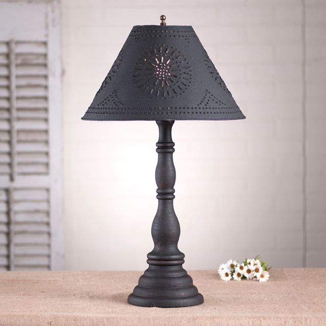 Davenport Lamp in Hartford Black with Textured Black Tin Shade
