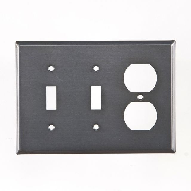 Double Switch and Outlet Cover Unpierced in Country Tin