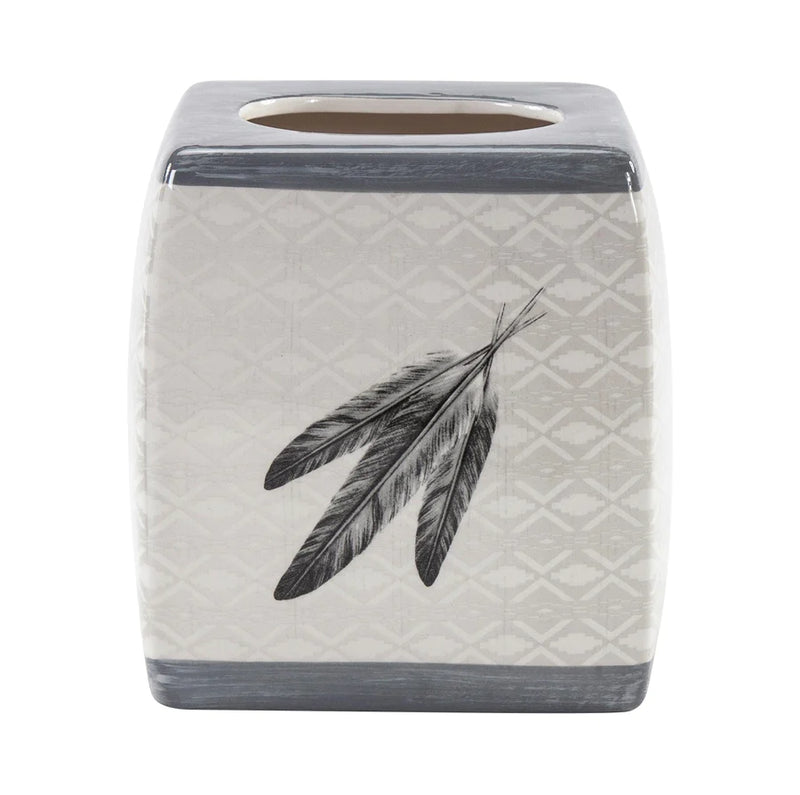 FEATHER DESIGN CERAMIC TISSUE BOX