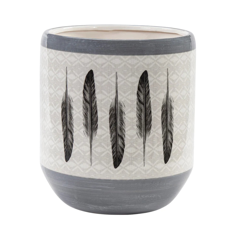 FEATHER DESIGN CERAMIC WASTEBASKET