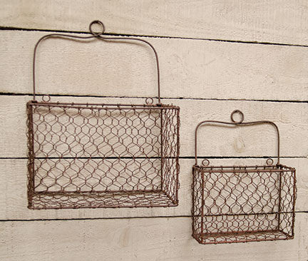 Chicken Wire Wall Baskets (Set of 2)