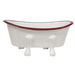 Red Rim Enamel Tub Soap Dish