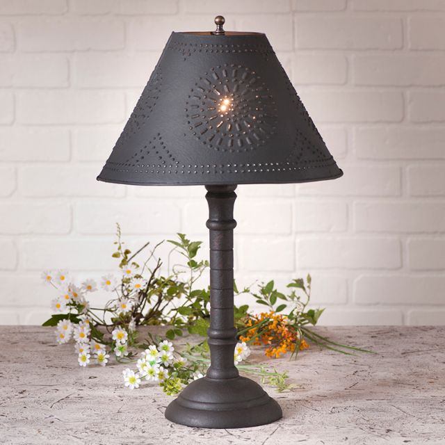 Gatlin Lamp in Hartford Black over Red with Textured Black Tin Shade