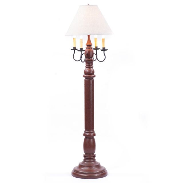 General James Floor Lamp in Red with Linen Ivory Shade