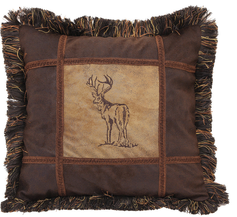 Embroidered Buck Pillow