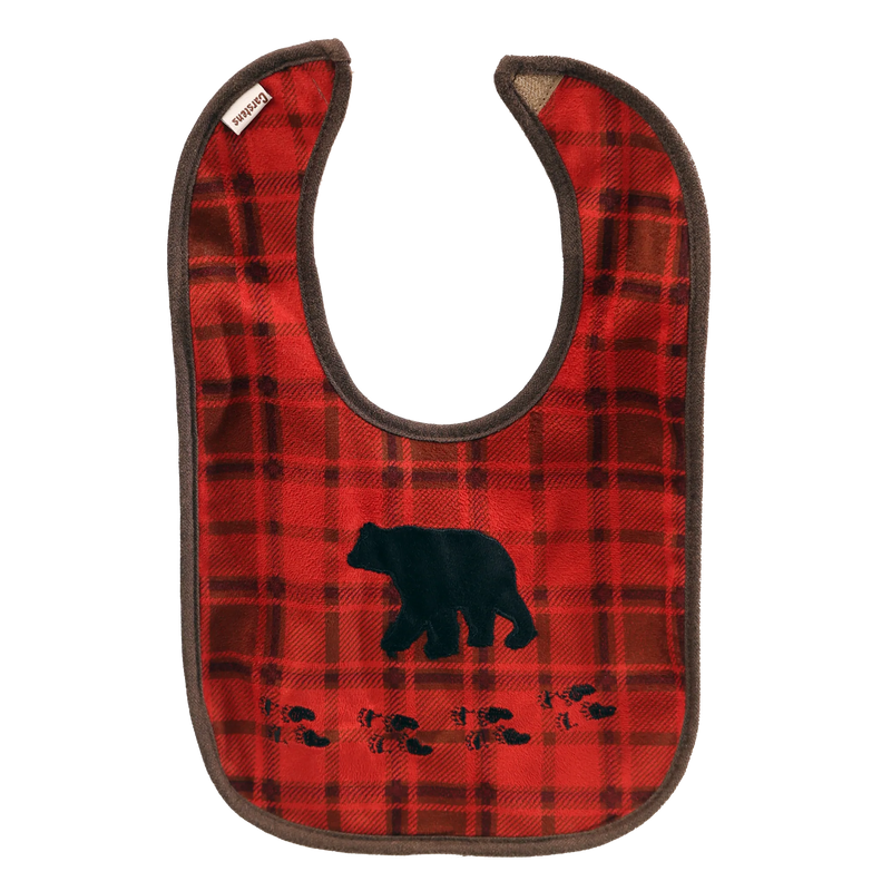 Red Plaid Bear Bib