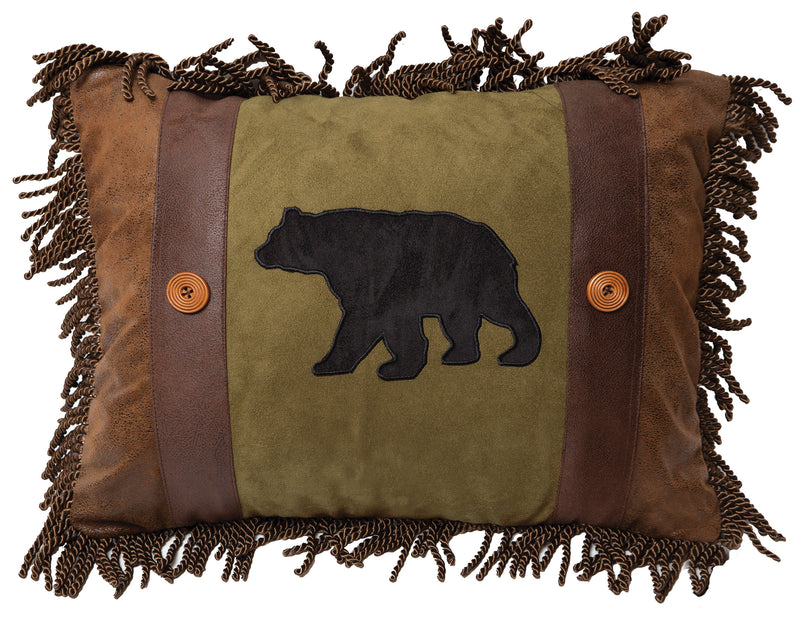 Olive Bear & Button Throw Pillow
