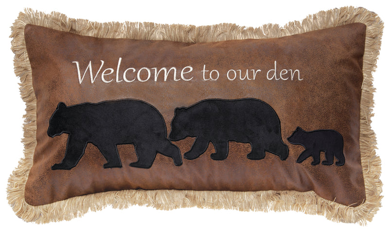 Welcome to Our Den Rustic Cabin Throw Pillow