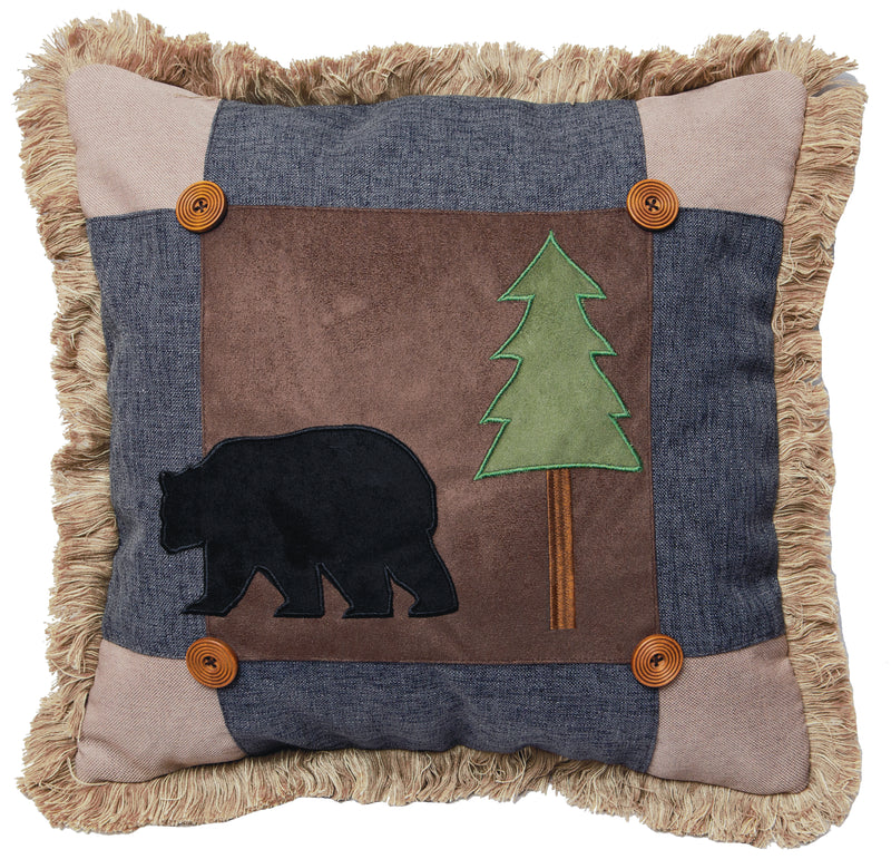 Bear Scrap Rustic Cabin Throw Pillow