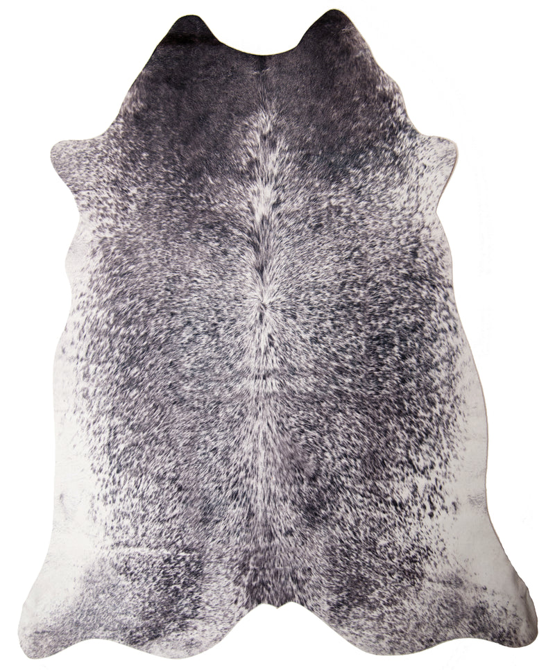 Faux Cowhide Print Rug, White Brindle