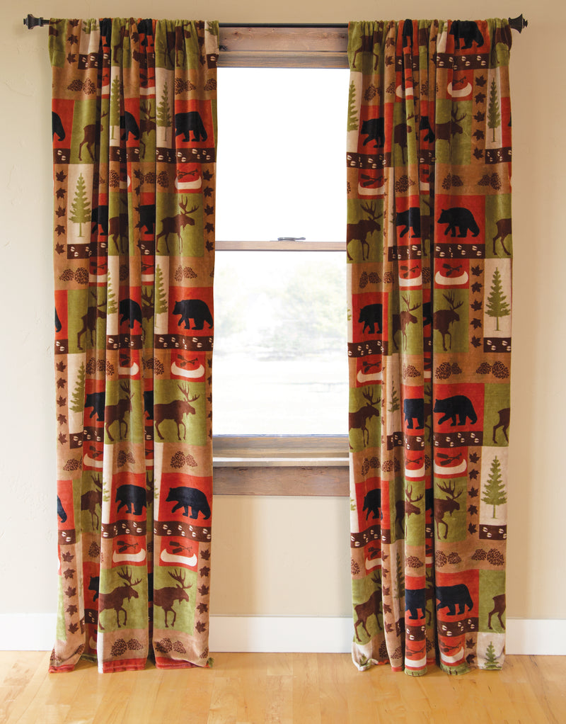 Patchwork Lodge Rustic Cabin Curtain Panels (Set of 2 Panels)