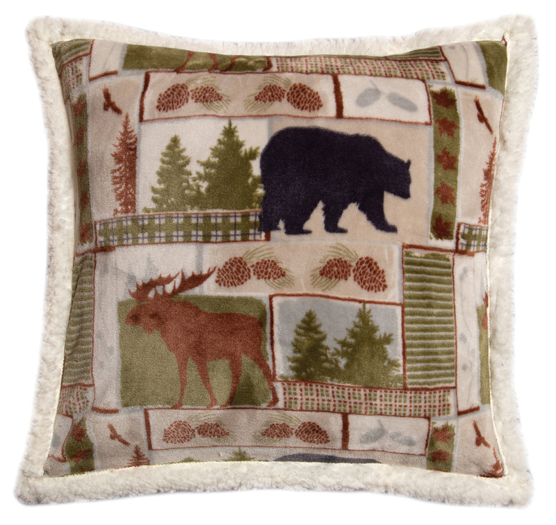 Vintage Lodge Sherpa Throw Pillow
